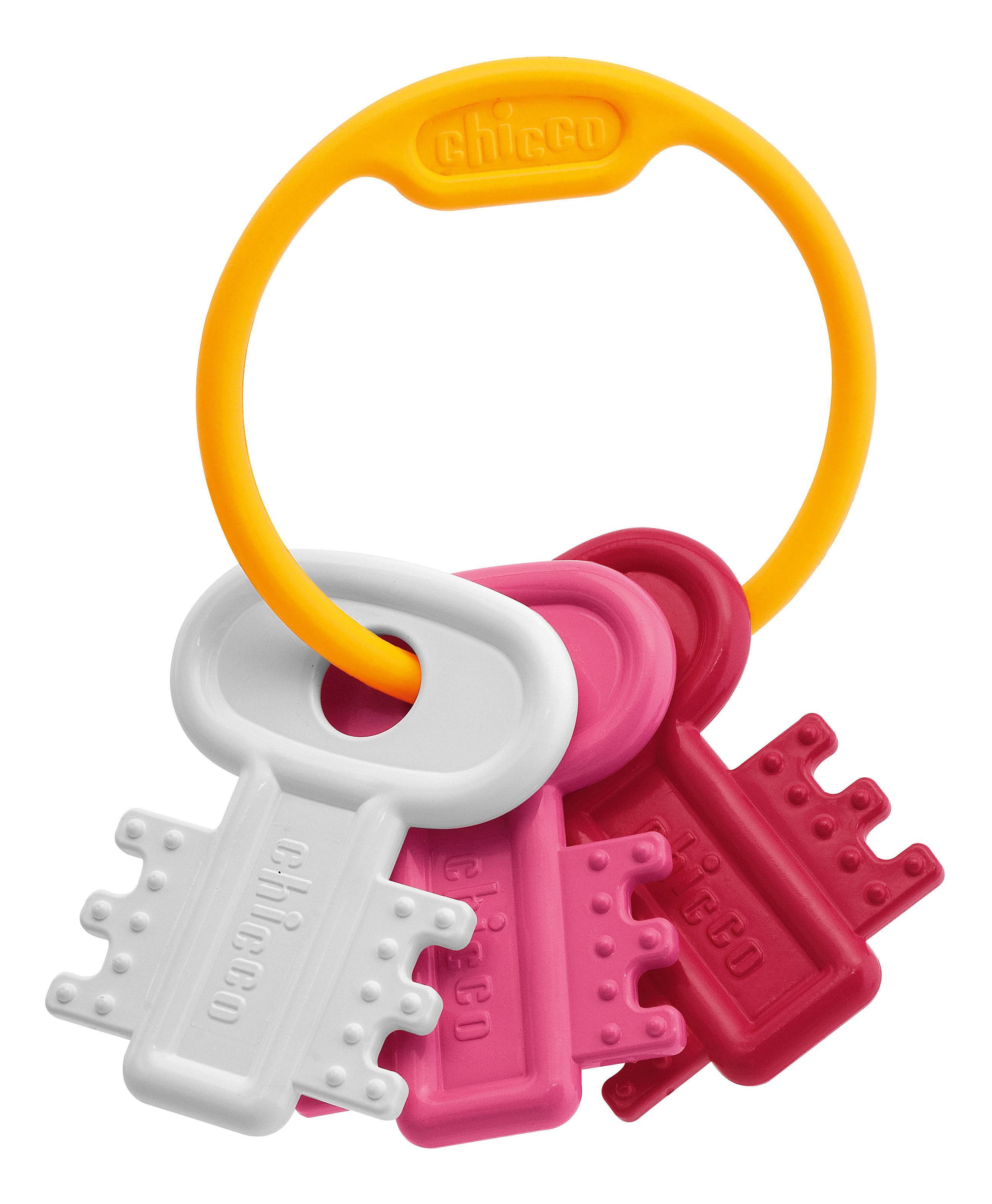 фото Погремушка-прорезыватель chicco ключи на кольце, розовая