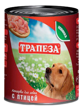 

Консервы для собак Трапеза, мясо птицы, 9шт, 750г, домашняя птица 750 г, 9 шт