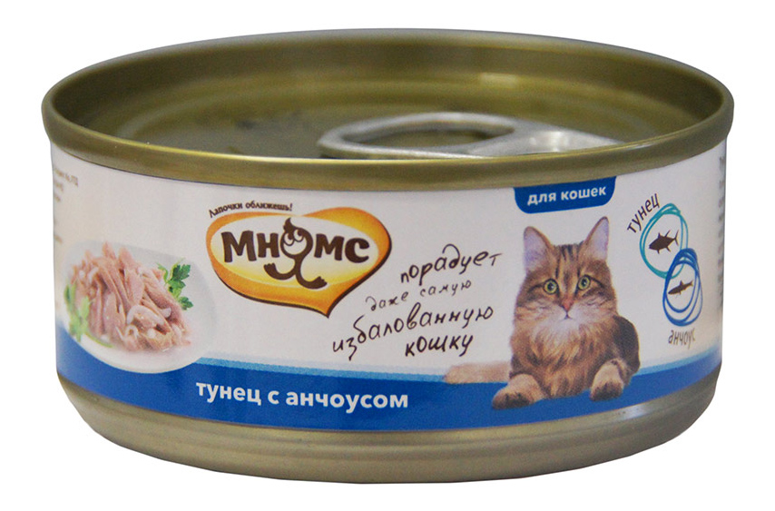 

Консервы для кошек Мнямс Delicatesse, тунец, анчоус, 24шт по 70г, Деликатес