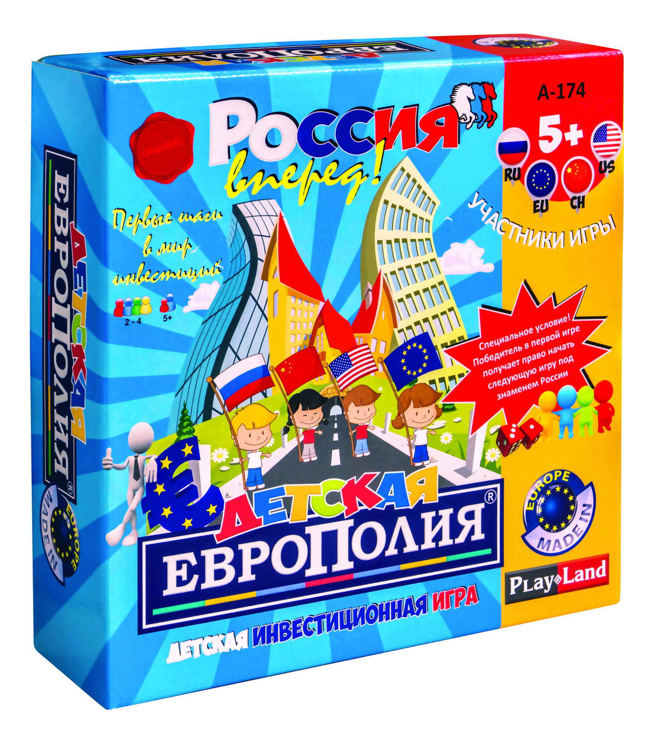 

Семейная настольная игра Play Land Детская европолия А-174, Детская европолия