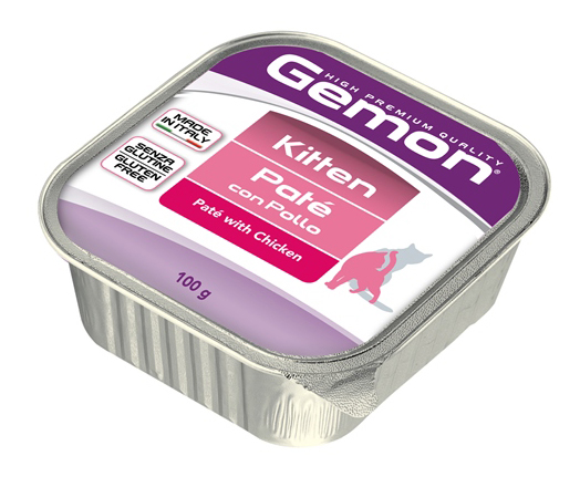 Консервы для котят Gemon Kitten, паштет с курицей, 100г