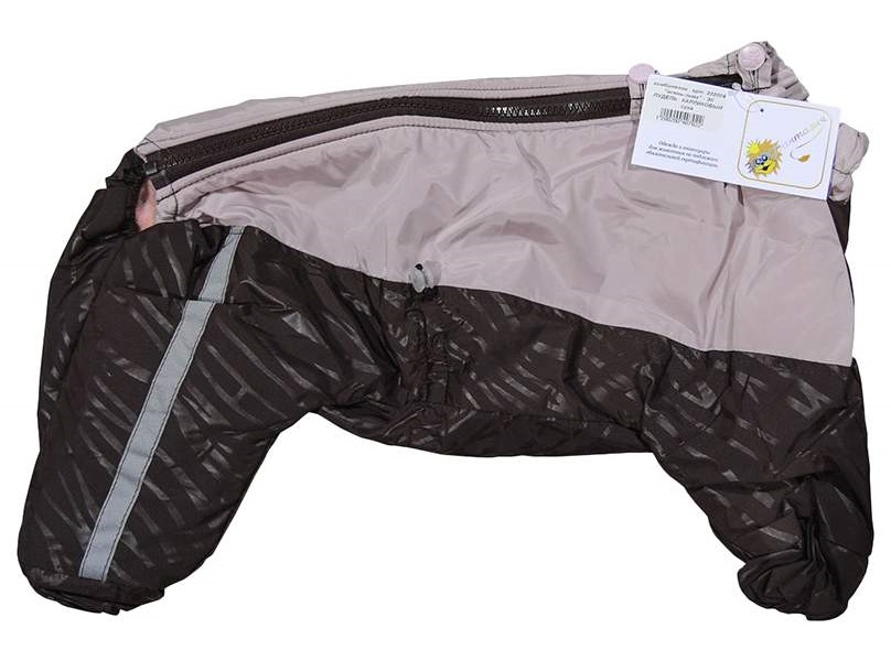 фото Комбинезон для собак зоофантазия размер s мужской, коричневый, серый, длина спины 33 см