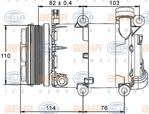 Компрессор кондиционера HELLA для Ford Focus II 1.4/1.6 05- 8FK 351 113-461