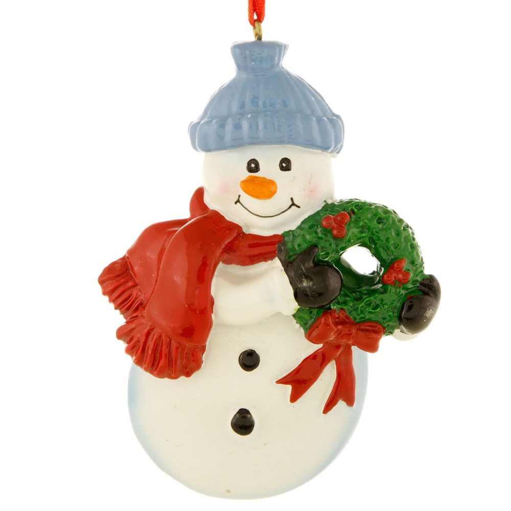 Елочная игрушка Crystal Deco Снеговик с Рождественским Венком PO1522 10 см 1 шт.