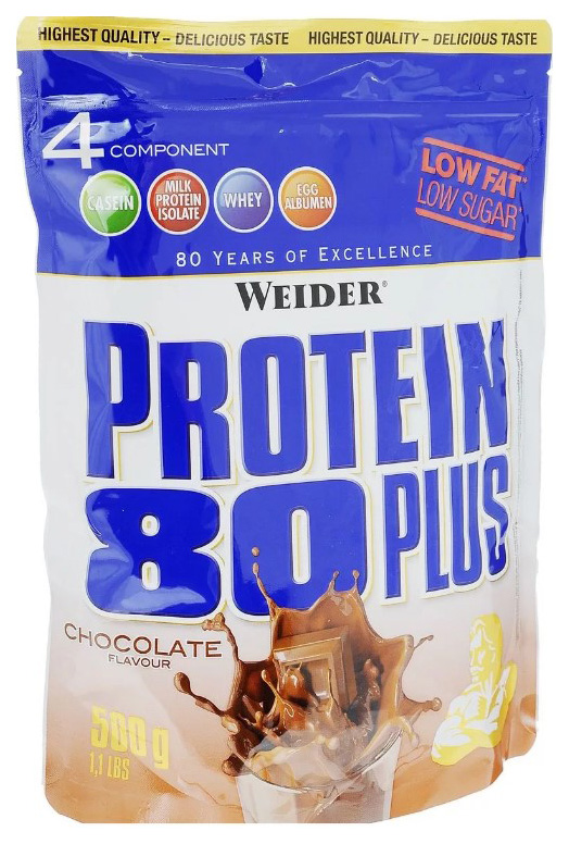Протеин Weider Protein 80 Plus, 500 г, chocolate