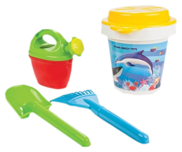 

Набор для пляжа и песочницы Pilsan Bucket (06-113) (Белое ведёрко с морской темой)