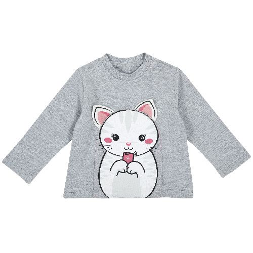 

Лонгслив Chicco Котенок для девочек р.74 цв.светло-серый, 9006813