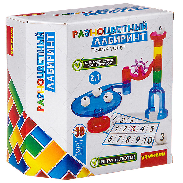 фото Развивающие игры "динамический конструктор. разноцветный лабиринт", 30 деталей bondibon