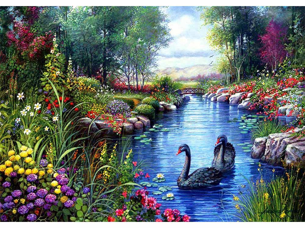 

Алмазная вышивка Яркие Грани Спокойные воды, 72x50 см, Спокойные воды