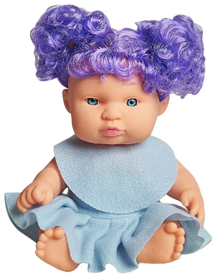 фото Пупс lovely baby в голубом платье с фиолетовыми локонами, 18,5 см