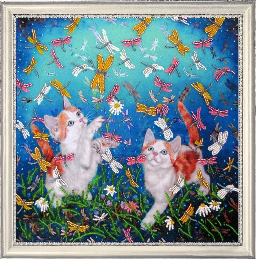 

Набор для вышивания Butterfly 600 Котята и стрекозы 28x28 см