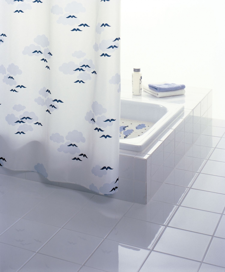 фото Штора для ванных комнат helgoland синий/голубой 180*200 ridder
