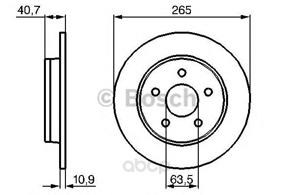 Тормозной диск Bosch задний для Ford Focus II 04, C-max 1.6-2.0, 2.0d 2004 0986479169