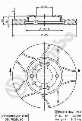 фото Тормозной диск brembo 09.7629.75