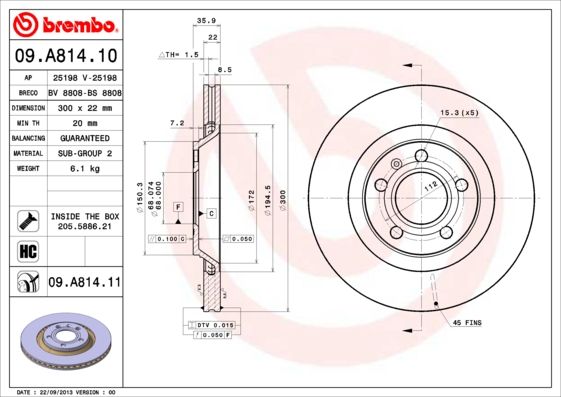 фото Тормозной диск brembo 09.a814.11