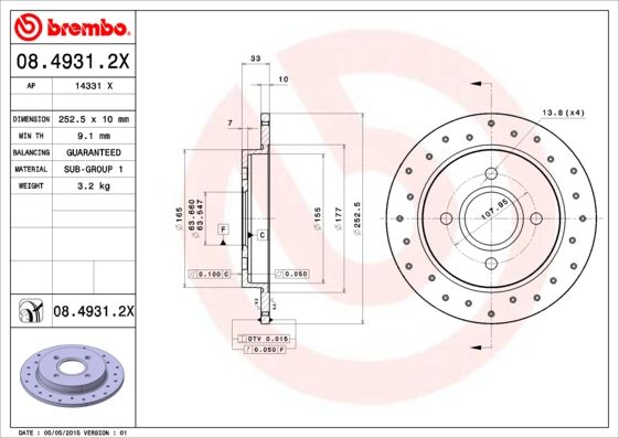 фото Тормозной диск brembo 08.4931.2x