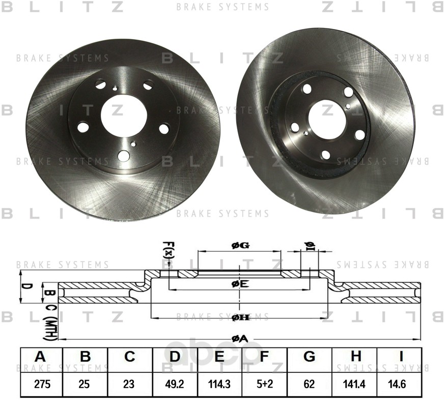 фото Тормозной диск blitz передний вентилируемый для toyota auris, corolla 2006- bs0356