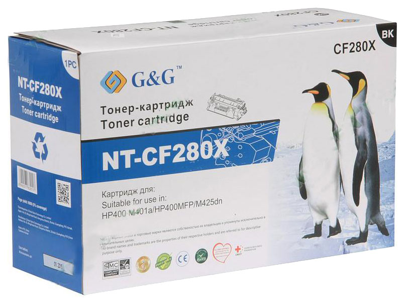 

Картридж G&G "NT-CF280X" (черный) для HP M401a/400MFP/M425dn, NT-CF280X