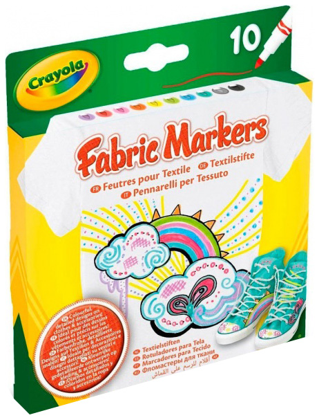 фото Набор фломастеров для росписи по ткани crayola fabric markers, 10 штук 58-8633