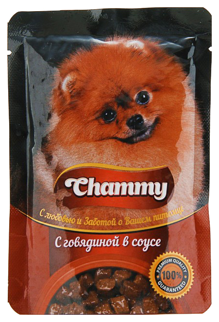 фото Влажный корм для собак chammy, говядина в соусе, 85 г