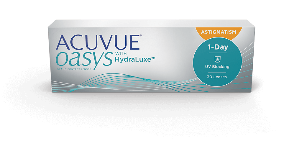Купить Контактные линзы Acuvue Oasys 1-Day with HydraLuxe for Astigmatism 30 линз -4, 50/-1, 75/100, силикон-гидрогель