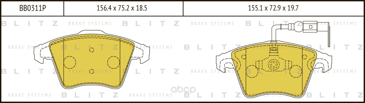 

Тормозные колодки BLITZ передние BB0311P