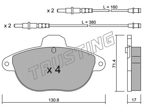 

Комплект тормозных дисковых колодок TRUSTING 299.0