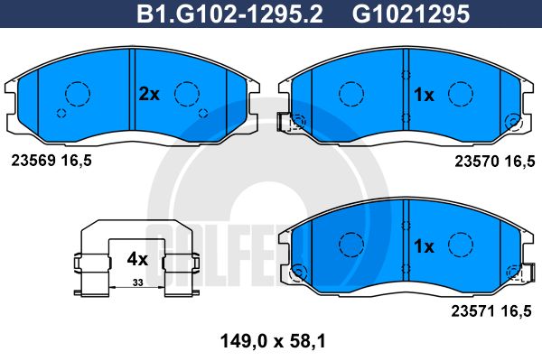 

Комплект тормозных дисковых колодок GALFER B1.G102-1295.2