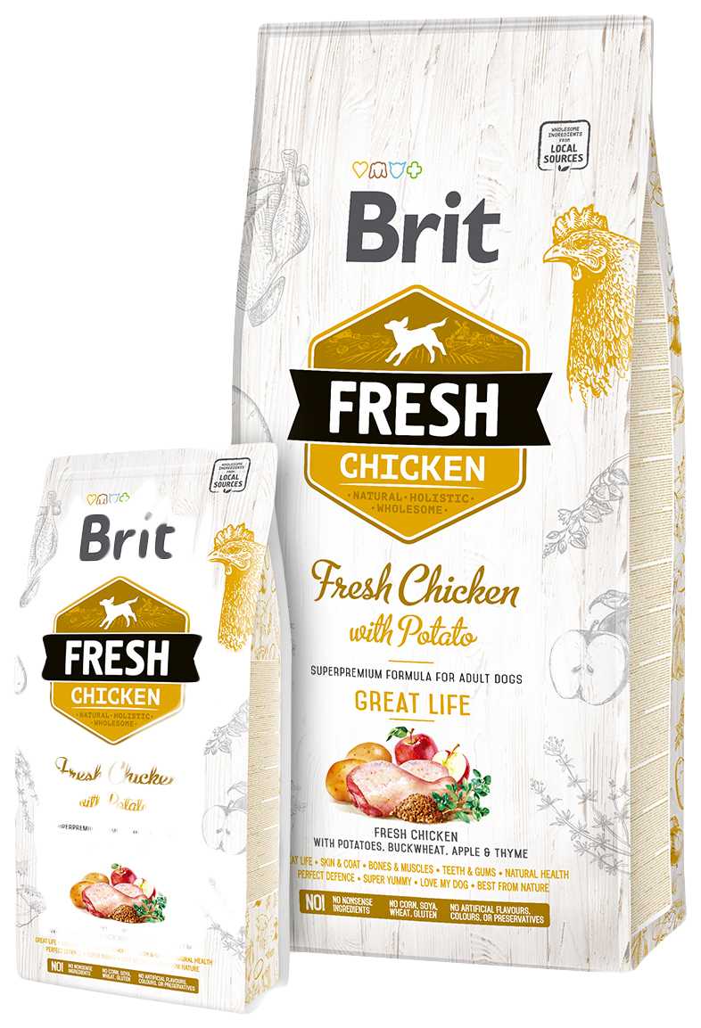 фото Сухой корм для собак brit fresh great life, курица и картофель, 12кг