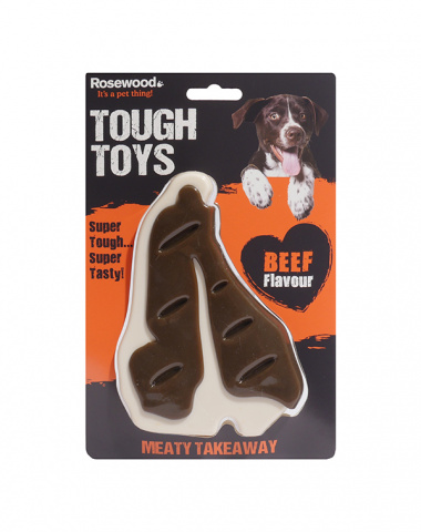 фото Жевательная игрушка для собак rosewood beef tough toys steak, коричневая, 15 см