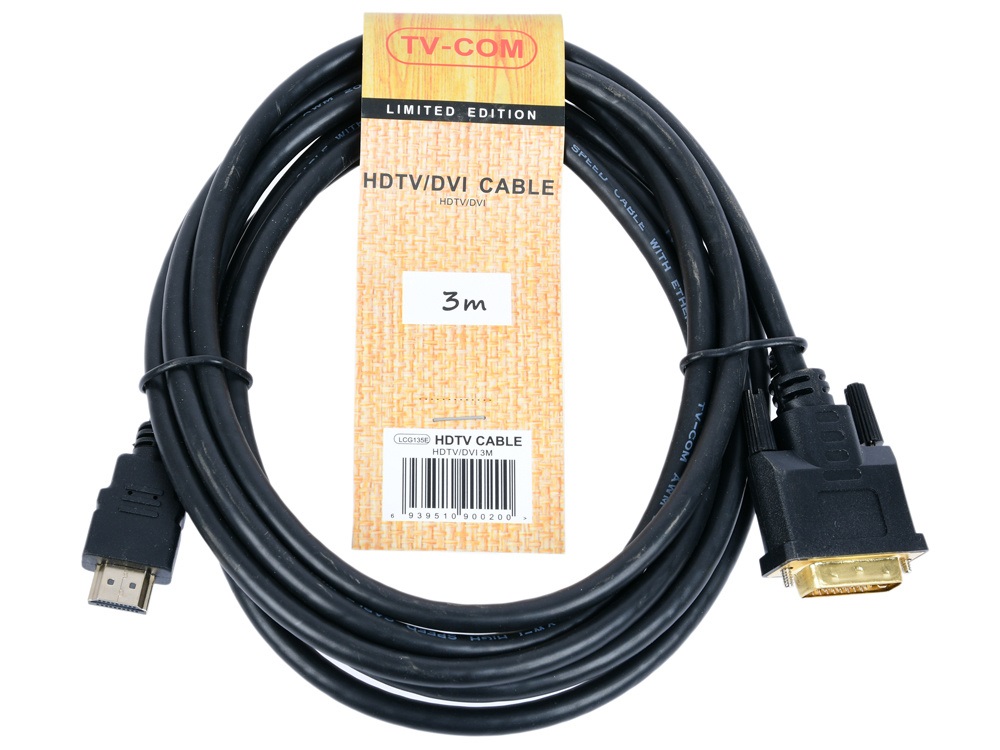 фото Кабель tv-com hdmi-dvi, m-m 3м black (lcg135e-3m)