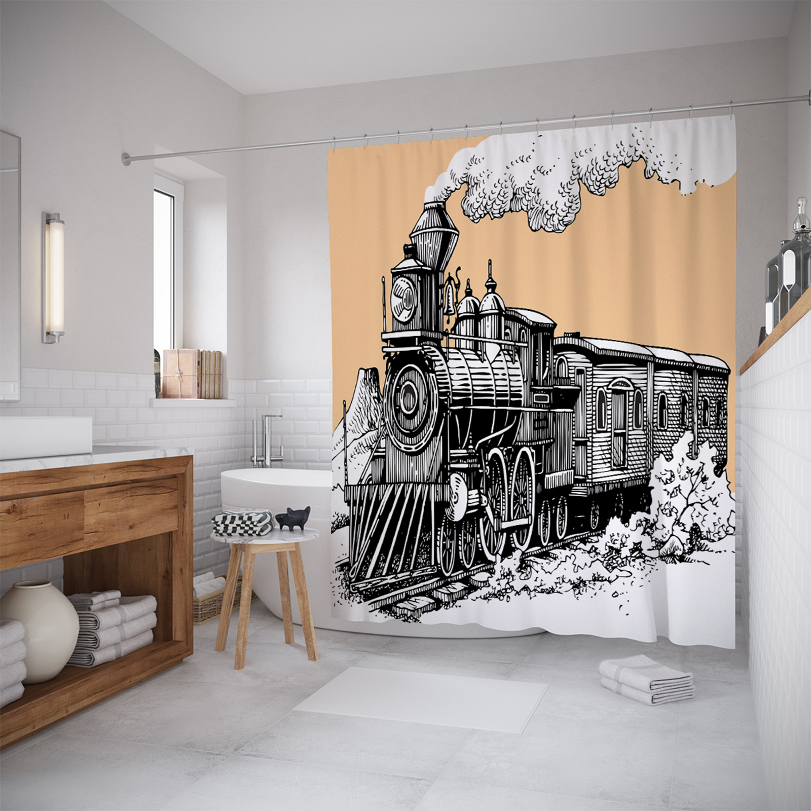 

Шторы для ванной JoyArty «Старый паровоз» 180x200 см, Разноцветный