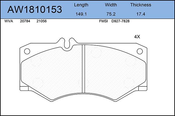 фото Комплект тормозных колодок, дисковый тормоз aywiparts aw1810153