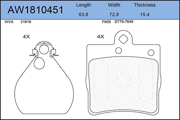 Тормозные колодки AywiParts дисковые AW1810451 1280₽