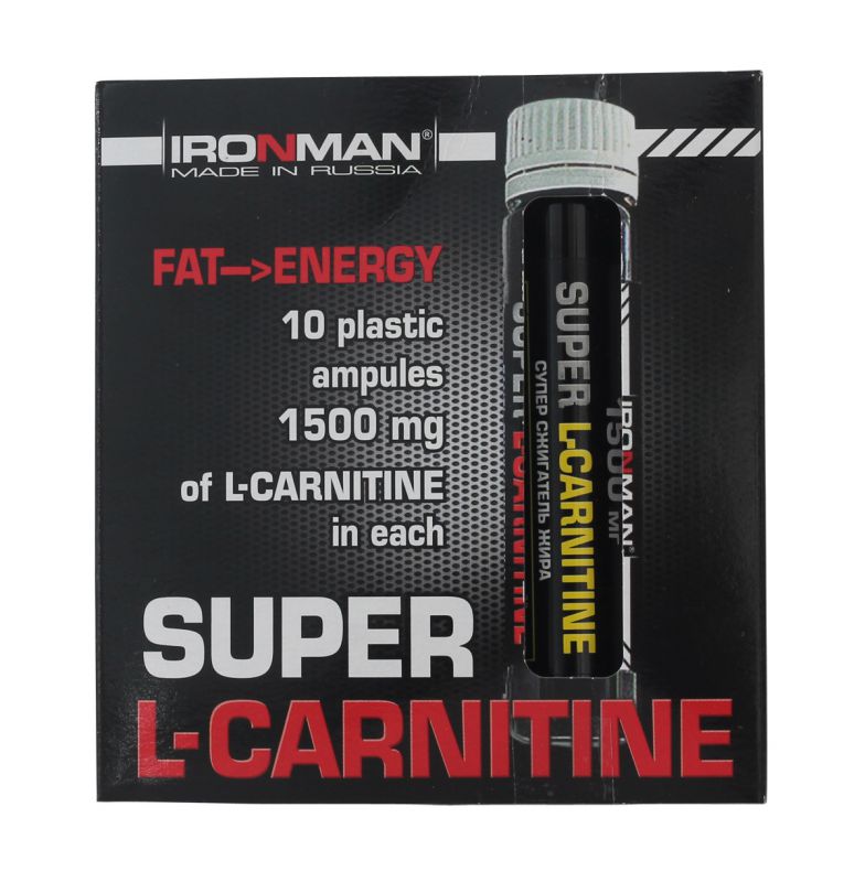 Ironman Супер L-Карнитин 1500, 10 ампул по 25 мл, лимон