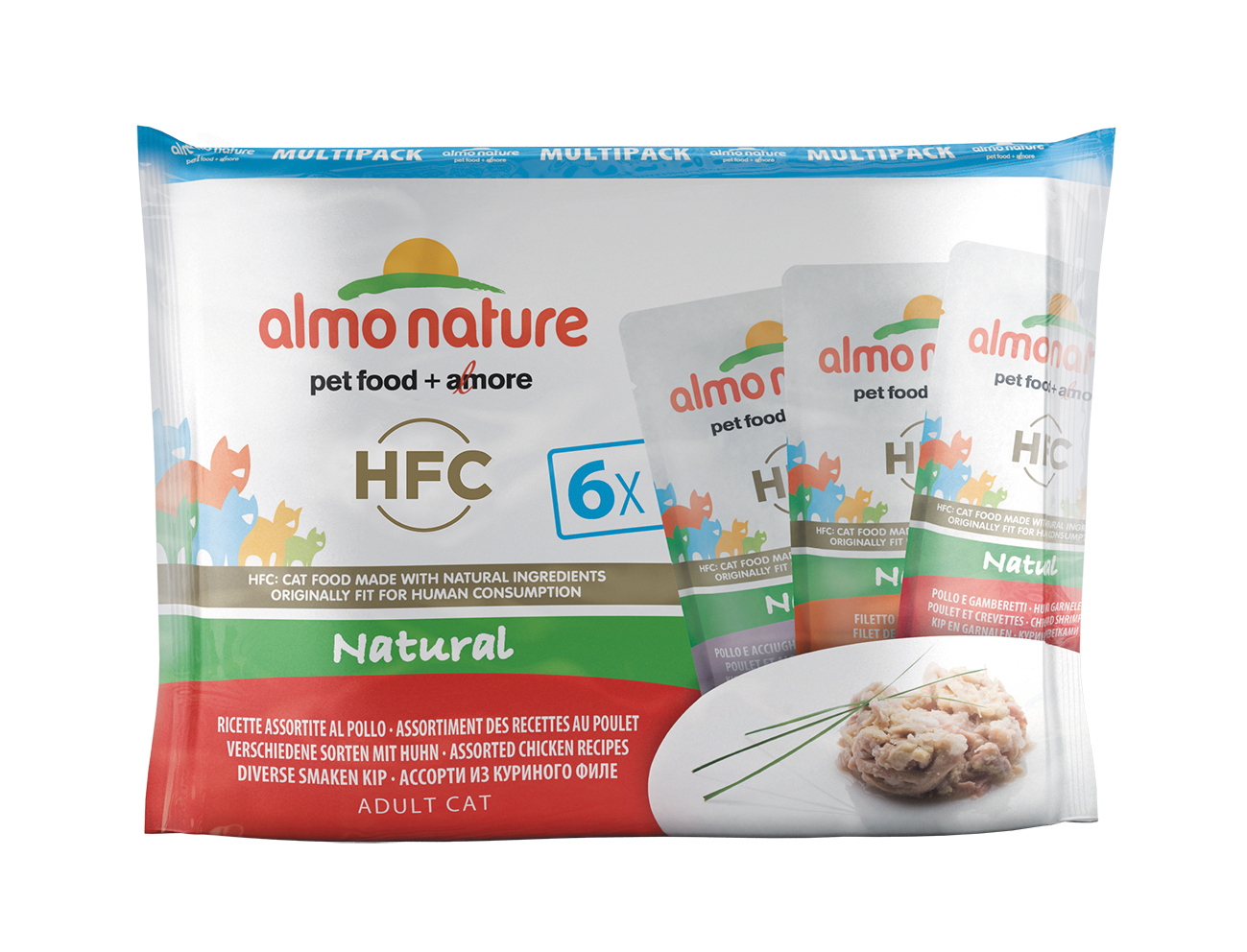 

Влажный корм для кошек Almo Nature HFC Natural, ассорти с курицей, 6шт по 55г, HFC Natural