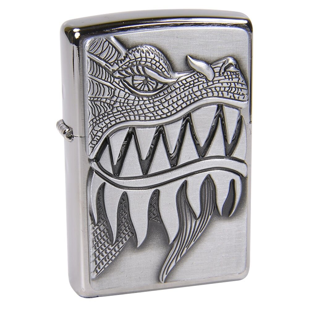 фото Бензиновая зажигалка zippo 200 fire breathing dragon brushed chrome