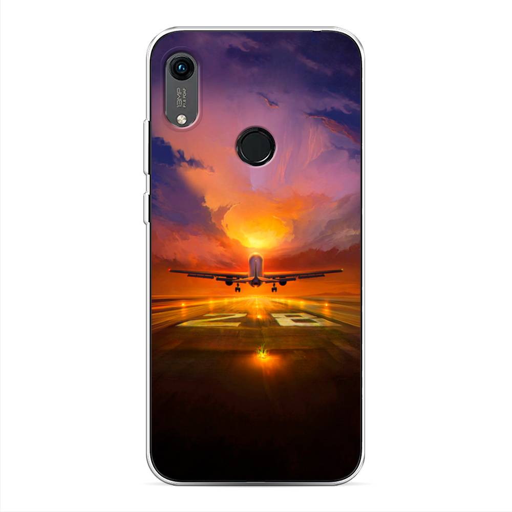 

Чехол на Huawei Y6 2019 "Самолет на посадке", Оранжевый;синий, 611550-6