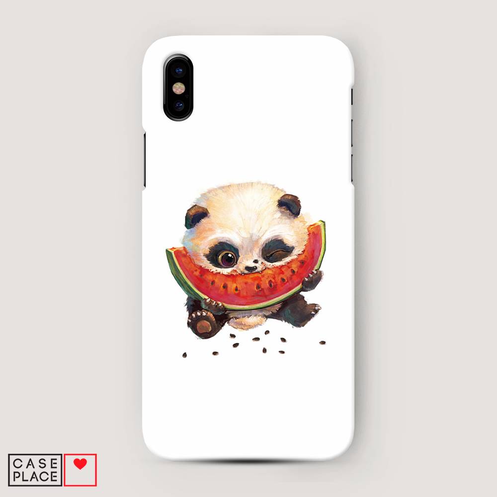 

Пластиковый чехол "Малыш панды с арбузом" на Apple iPhone XS Max (10S Max), 11920-1