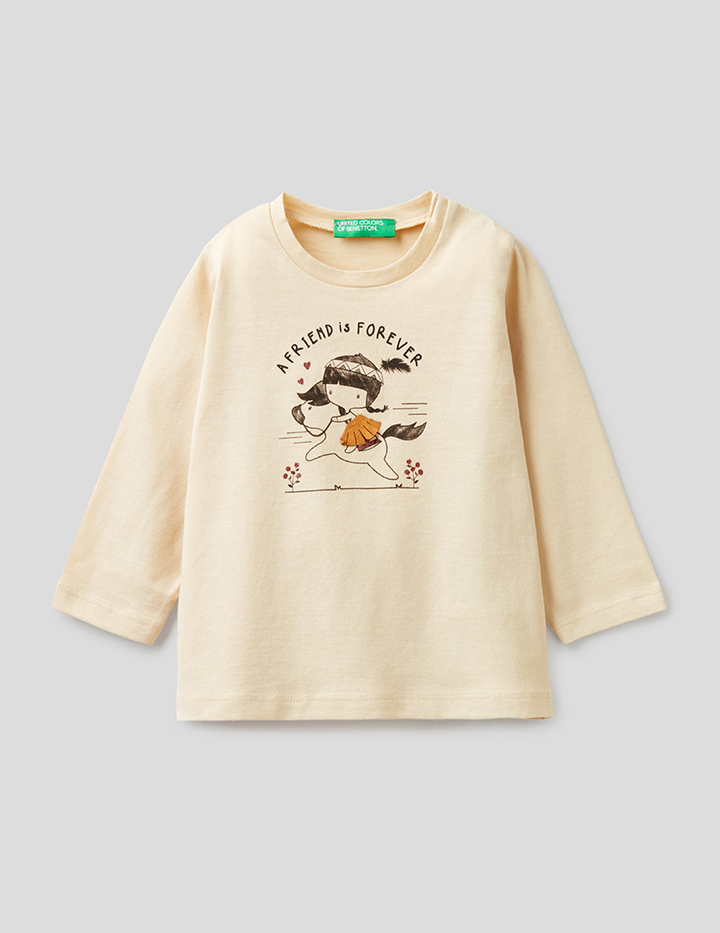 

Футболка для девочек Benetton цв. бежевый р.80, 21A_3ATNC15FV