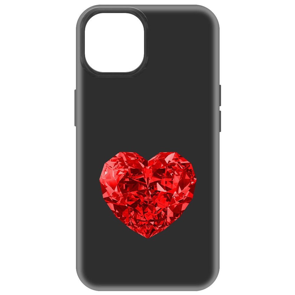 

Чехол-накладка Krutoff Soft Case Рубиновое сердце для iPhone 15 черный