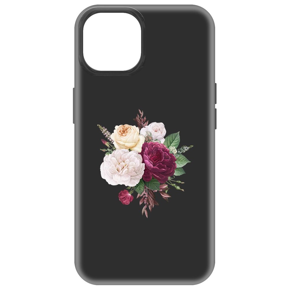 

Чехол-накладка Krutoff Soft Case Цветочная композиция для iPhone 15 черный