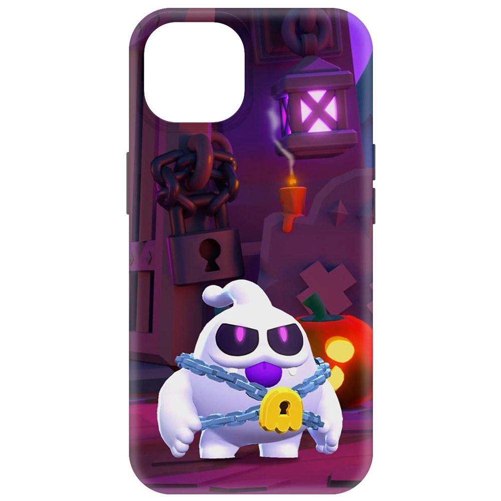 Чехол-накладка Krutoff Soft Case Brawl Stars - Призрак Скуик для iPhone 15 черный