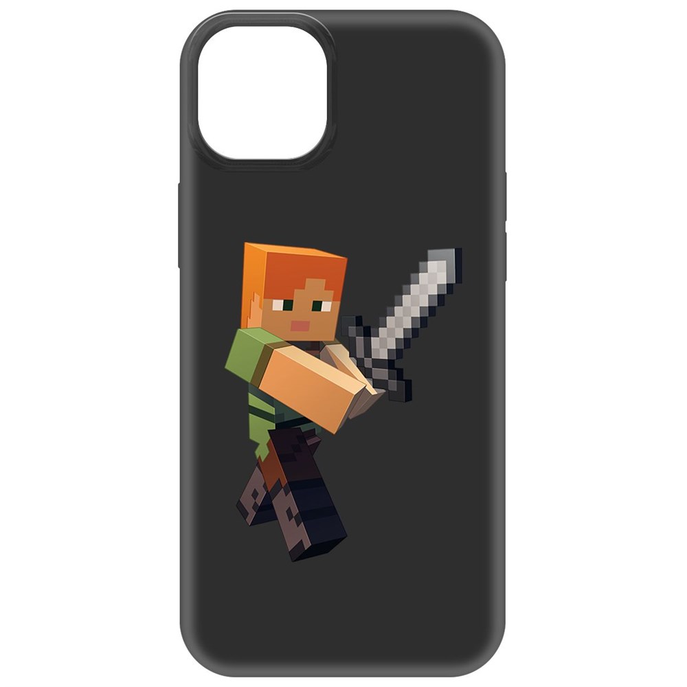 

Чехол-накладка Krutoff Soft Case Minecraft-Алекс для iPhone 15 Plus черный
