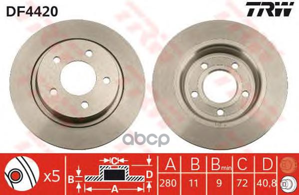 

Диск тормозной задн mazda: 3 03-, 3 седан 04-, 5 05- TRW/Lucas арт. DF4420