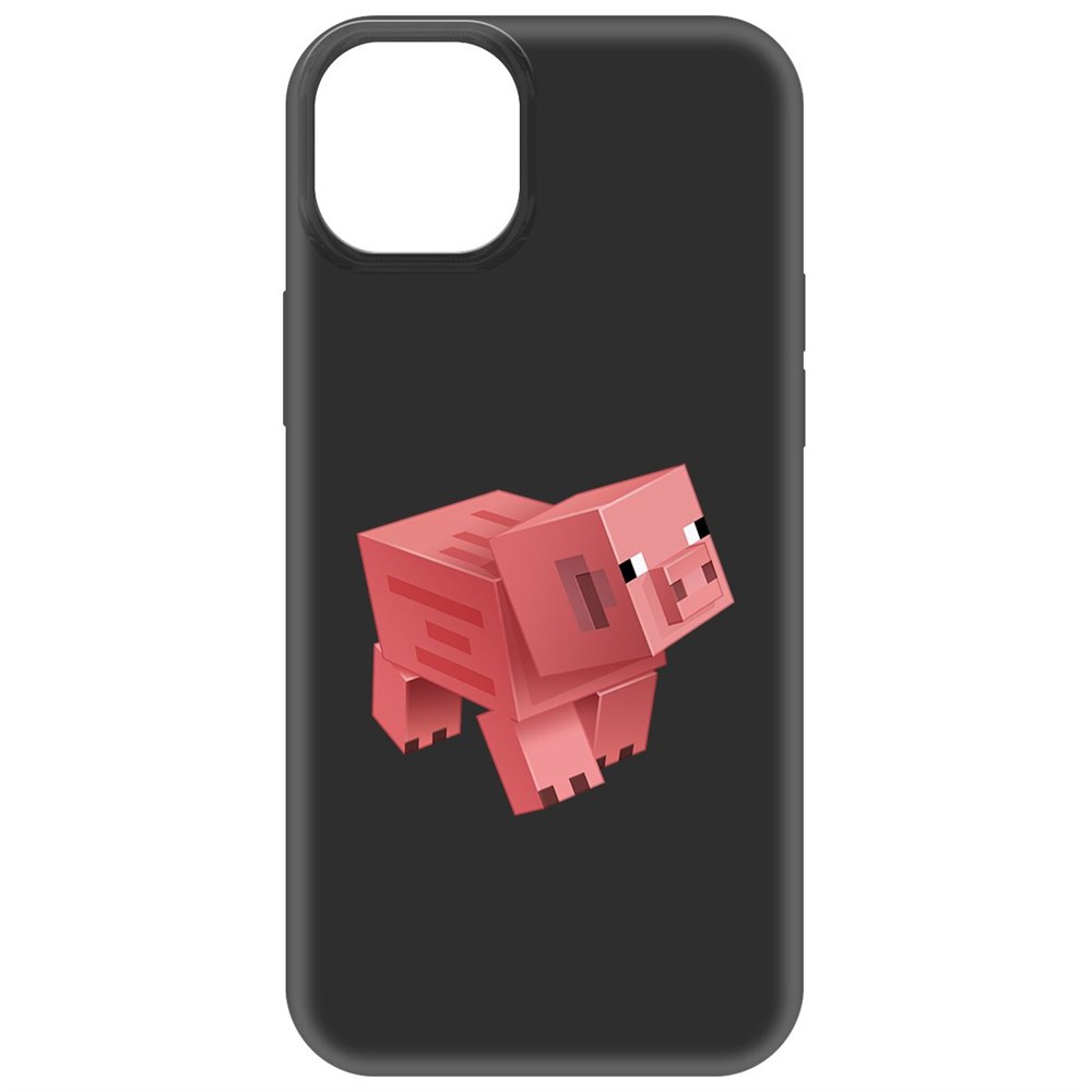 

Чехол-накладка Krutoff Soft Case Minecraft-Свинка для iPhone 15 Plus черный