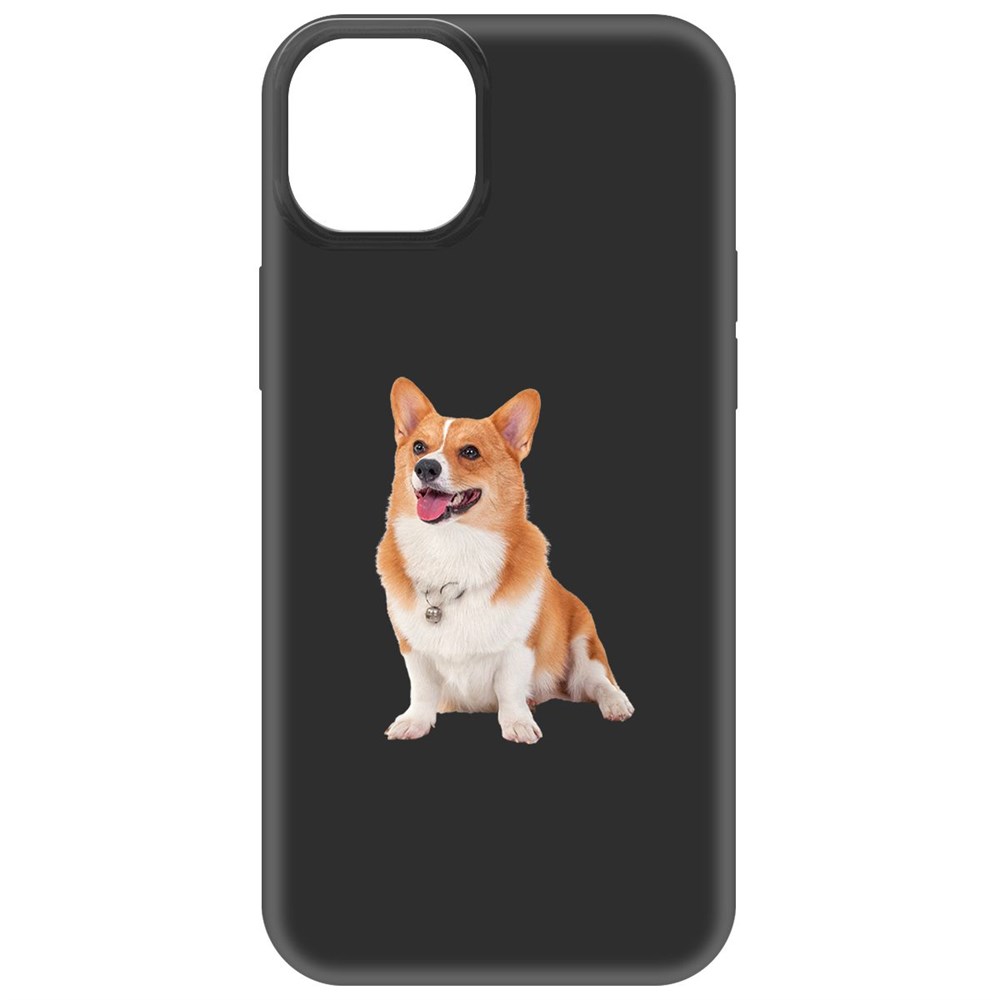 

Чехол-накладка Krutoff Soft Case Корги для iPhone 15 Plus черный