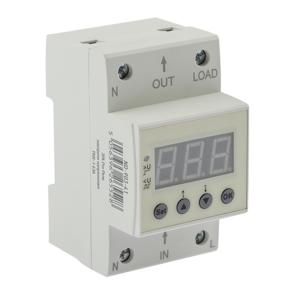 Реле контроля напряжения ЭРА NO-903-41 РКН-1 63А электронный дисплей электронный бытовой стабилизатор напряжения tdm