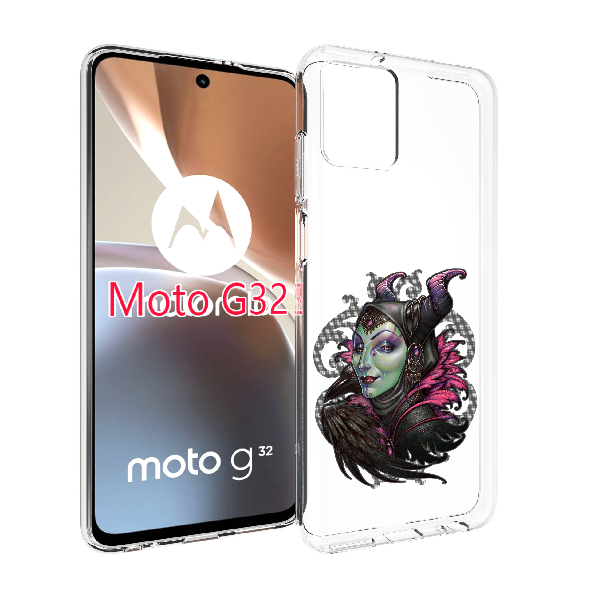 

Чехол MyPads зеленая девушка с вороном для Motorola Moto G32, Прозрачный, Tocco