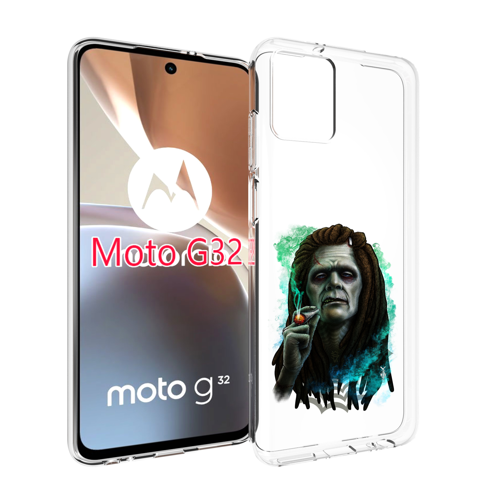 

Чехол MyPads зеленый мужчина с сигаретой для Motorola Moto G32, Прозрачный, Tocco